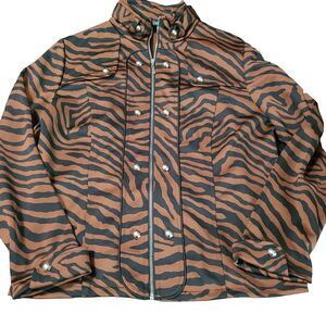 Lisa International Womens Jacket Multicolor Size PM Polyester Blend Stretch Zip